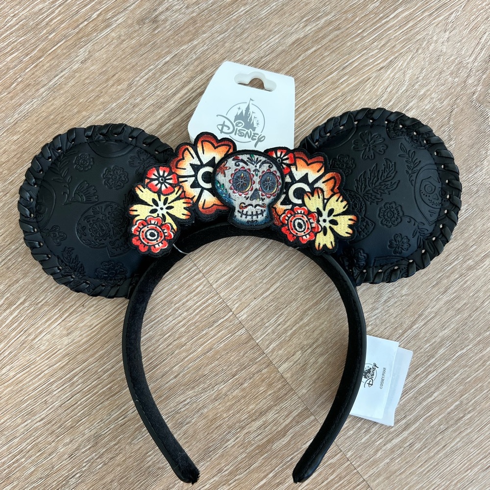 Disney Parks Coco Floral Sugar Skull Minnie Mouse Ears Headband